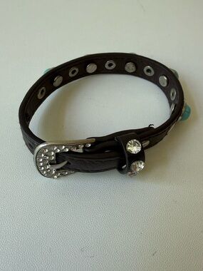 Women's Black Leather Crystal Accent Bracelet